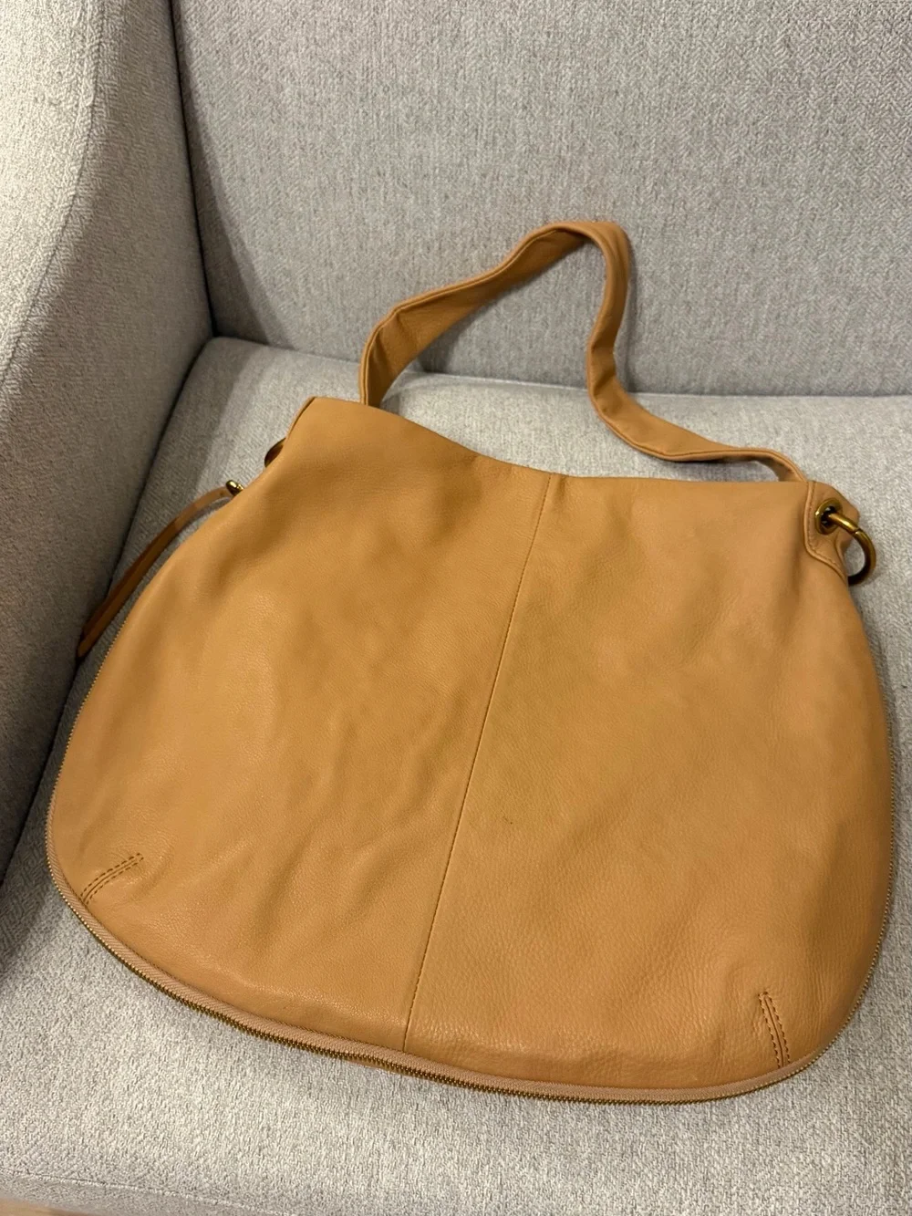 HOBO Genuine Leather Hobo Shoulder Bag Camel Tan Slouchy Large Purse - Picture 16 of 16